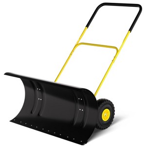 Snow Pusher with Wheels,  5-Position Adjustment Handle Snow Plow, Rolling Shovels for Driveway - 1 of 4