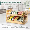 Rolling Bamboo Can Organizer Rack, Stackable Double-Layer Can Organizers for Pantry, Kitchen Cabinet - 3 of 4