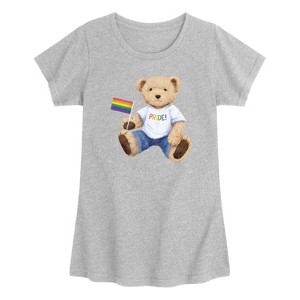 Girls' - Instant Message - Pride Teddy Bear -Toddler Girls Short Sleeve T-shirt Short Sleeve Graphic T-Shirt - 1 of 3