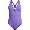 Lands' End Women's Chlorine Resistant Knot Front V-neck High Leg One Piece Swimsuit - 3 of 4