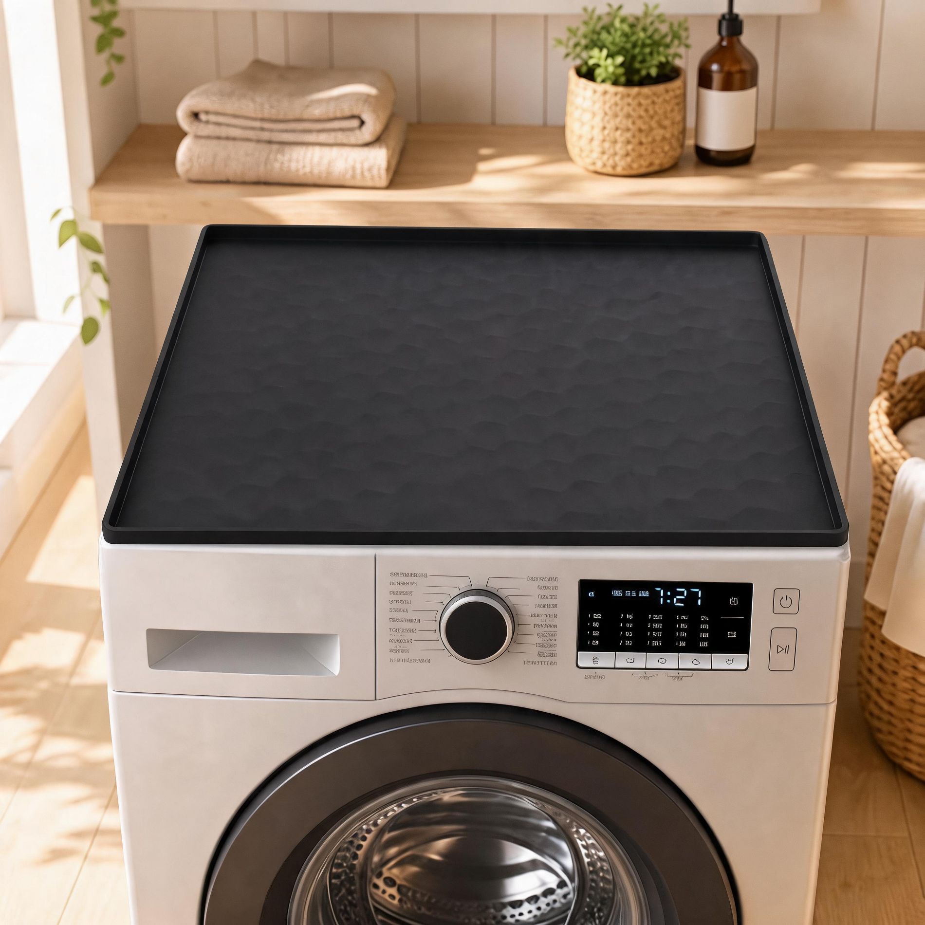 2-Pack Silicone Washer and Dryer Top Protector Mat - Waterproof, Non-Slip Laundry Room Topper Pad for Washing Machine, Heat Resistant Scratch Guard