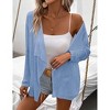 Lightweight Crochet Cardigan Sweater Rib Knit Open Front Sweater Coats - 3 of 4