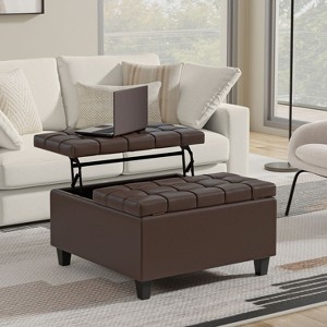 CAVINAS Square Linen Storage Ottoman Bench with Lift Lids and Stitched Tuft Design,Storage Benches for Living Room,Bedroom - 1 of 4
