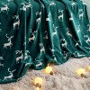 Lomsoe Christmas Home Decor Green Flannel Throw Blanket with Reindeer Print, Super Soft Cozy Throw Blankets for Home Sofa Couch - 4 of 4