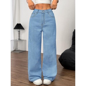 Wide Leg Jeans for Women Trendy High Waisted Stretchy Denim Pants Bow Baggy Jeans Trouser Jeans with Pockets - 1 of 4