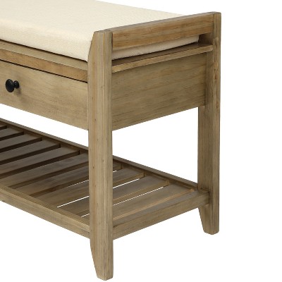 Airsurfer Shoe Rack with Cushioned Seat and Drawers, Multipurpose Entryway Storage Bench