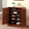 TiramisuBest Shoe Cabinet with 5 Shelves and Louvered Doors,Oak - 2 of 4