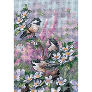 Dimensions Gold Petite Counted Cross Stitch Kit 5"X7"-Chickadees In Spring - 1 of 1