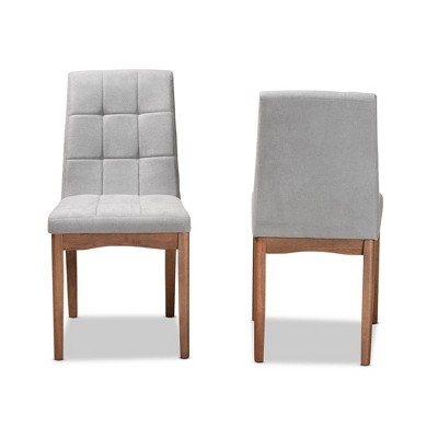 Light Grey Fabric and Walnut Wood Dining Chair Set