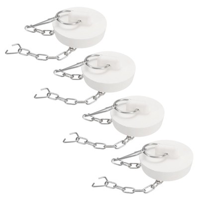 Unique Bargains Rubber Stainless Steel Beaded Chain with Pull Ring Drain Stoppers 4 Pcs