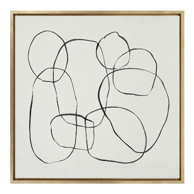 30" x 30" Bright Gold Framed Abstract Canvas Art