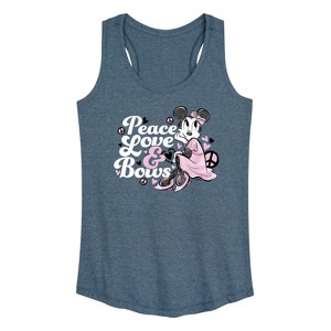 Women's - Disney - Peace Love And Bows Graphic Racerback Tank - 1 of 4