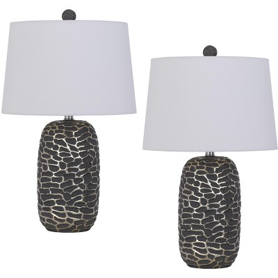 Cal Lighting BO-3089TB-2 150W 3 Way Menlo Resin Table Lamp with Hardback Taper Drum Fabric Shade (Sold As Pairs)
