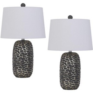 Cal Lighting BO-3089TB-2 150W 3 Way Menlo Resin Table Lamp with Hardback Taper Drum Fabric Shade (Sold As Pairs) - 1 of 4