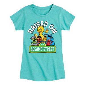 Girls' - Sesame Street - Raised On Sesame Street-Girls Fitted Short Sleeve Graphic T-Shirt Fitted Short Sleeve Graphic T-Shirt - 1 of 4