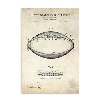 Stupell Industries American Football Sports Blueprint, 13" x 19"
