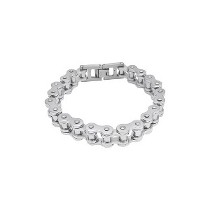 Adornia Men's Tarnish Resistant Rhodium Plated Interlock Bracelet - 1 of 2