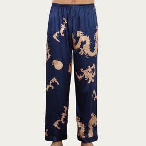 Anna-Kaci Men's Satin Lounge Pants with Baroque Print and Elastic Waistband - 1 of 4
