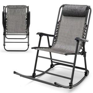 Tangkula Foldable Rocking Chair Zero Gravity Lounge Rocker with Headrest Outdoor Portable Rocker Blue/Gray/Navy/Red/Beige - 1 of 4