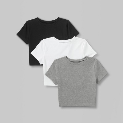 Women's Short Sleeve Cropped 3pk Bundle T-Shirt - Wild Fable™