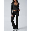Women's 2-Piece Set Casual V-Neck Long Sleeve Crop Top And Long Pants Outfit - 2 of 4