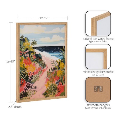 Natural Oak Framed Tropical Bright Ocean Path Landscape Print