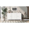 MDF Four-Door Sideboard with Wavy Pattern Doors, Cylindrical Legs, Sleek Metal Handles, Adjustable Shelves for Study, Entryway, Living Room - 3 of 4