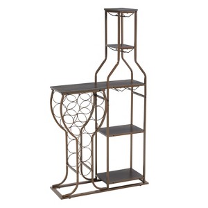 VYNXARIA Grey Wine Racks, 11-Bottle 5-Tier Freestanding Rack with Glass Holder and Storage Shelves - 1 of 4
