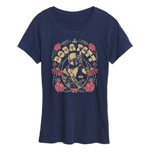 Women's - Star Wars - Boba Fett Boho Flowers Short Sleeve Graphic T-Shirt - 1 of 4