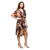 24seven Comfort Apparel Short Sleeve Knot Front Midi Dress in Brown Multi Paisley Print - 2 of 4