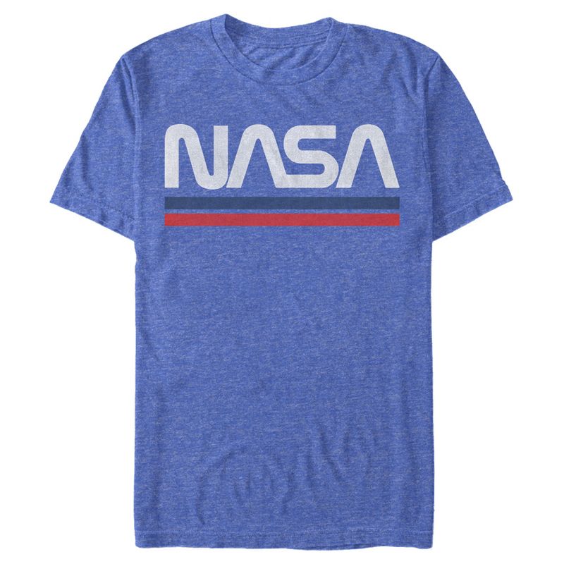 Men's NASA Stripe Minimal Logo Vintage T-Shirt, 1 of 5