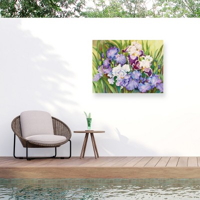 "Irises In Shades Of Lavender" Outdoor Canvas