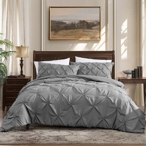 Swift Home | Diamond Smocking Pintuck 3-Piece Comforter Set - 1 of 4