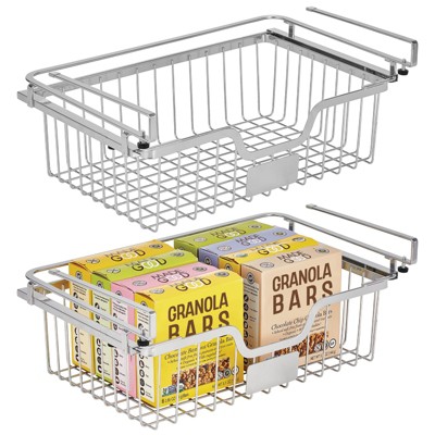 Mdesign Metal Kitchen Wide Under Shelf Basket, 2 Pack, Matte White/natural  : Target