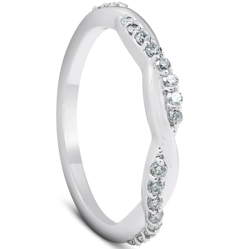 Pompeii3 1/5Ct Diamond Infinity Wedding Ring Womens 14k White Gold Interwoven Stack Band, 3 of 6