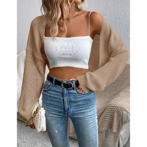 Women's Lightweight Shrug Sweater for Dresses & Tops Long Sleeve Open Front Knit Crop Bolero Cardigan - 1 of 4