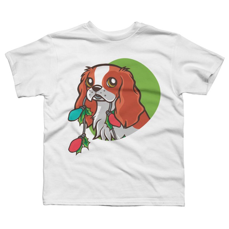 Boy's Design By Humans Super Cute Dog Paws Print Christmas Tree T-Shirt By rasok T-Shirt, 1 of 4