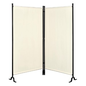 Proman Products Galaxy II Room Divider – Water-Repellent Beige Fabric, Black Metal Frame, Large 74.25" Wide, Indoor/Outdoor Use - 1 of 4