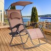 Tangkula Recling Zero Gravity Chair with Drink Tray & Sunshade, Brown - 2 of 4