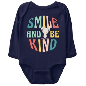 The Juniper Shop Mini Smiley Smile and Be Kind Aria Long Sleeve Bodysuit - 12M - Navy - 1 of 4
