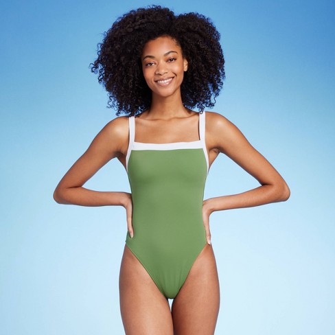 Women's Ribbed Plunge Twist-front One Piece Swimsuit - Shade