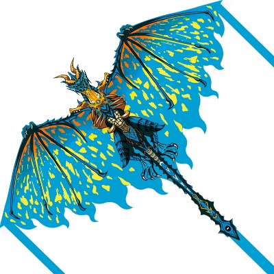 Joyfy Red/Blue Giant Dragon Kite - 47.2 In x 19.7 In Large Beach Kite with 328ft String for Outdoor Fun, Lawn Games and Family Activities