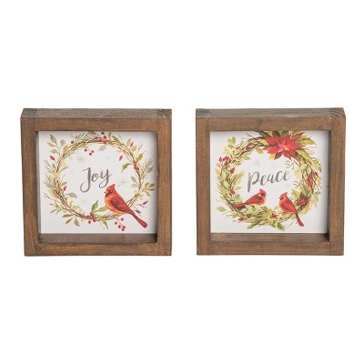 C&F Home Cardinal Wreath Christmas Table Sitter Centerpieces Set of 2