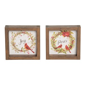 C&F Home Cardinal Wreath Christmas Table Sitter Centerpieces Set of 2 - 1 of 4