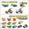 Joyfy 13-in-1 Dinosaur Dinosaur Toy Set with 12 Pull-Back Cars for Kids Ages 3-5, Dinosaur Transport Carrier, Birthday Gift for Toddlers Boys 3+ Years - 3 of 4