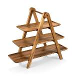 Picnic Time 3 Tier Acacia Wood Serving Ladder Serving Station