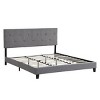 FURNIinspire Beds King Size Bed Frame Upholstered Platform Bed with Button Tufted Fabric Headboard, Wood Slat Support, Grey, 87"*80"*46" - 2 of 4