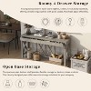 ORRD 60" Acacia Veneer Console Table with 4 Drawers & Open Shelf, Farmhouse Entryway Table with Crisscross Base - 4 of 4