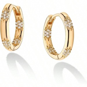 Cubic Huggie Earrings for Women Fashionable Daily Simple and Hypoallergenic - 1 of 4