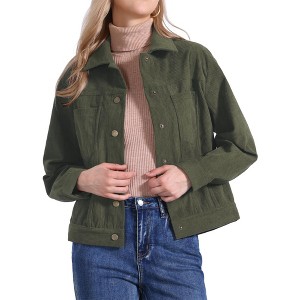 INSPIRE CHIC Women's Corduroy Long Sleeve  Lapel Collar Fall Outerwear Button Down Shacket Jackets - 1 of 4